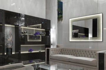 Зеркало  на прямоугольном серебристом основании с подсветкой - rfa/263