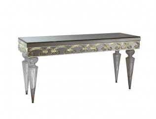 Зеркальная консоль на фигурных ножках с золотистым стеклянным орнаментом - rfa/065