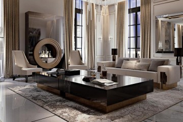 Квадратный полированный стол цвета мокко из массива - rfa/207