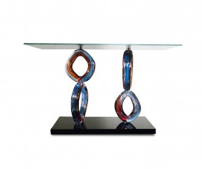 Консоль на 2 фигурных опорах из разноцветного стекла - rfa/043