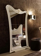 Напольное зеркало с фигурным декорированным ассиметричным топом - fef/272