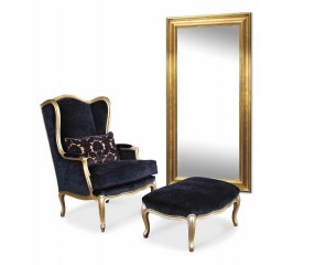 Большое прямоугольное зеркало в рельефной позолоченной раме - mdg/0915