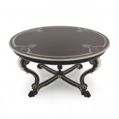 Стол с расписной столешницей на фигурном резном подстолье - svd/032