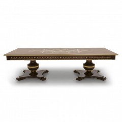 Стол с раздвижной декорированной столешницей и резным позолоченным декором - svd/002