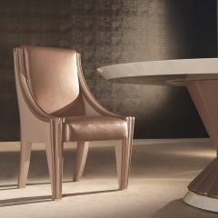 Стул в кожаной обивке персикового оттенка - tur/289