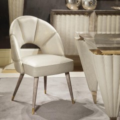 Мягкий белый кожаный стул с полукруглой открытой спинкой - tur/288