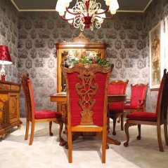 Красный стул с декорированной спинкой и съемной подушкой на сиденье - ezb/598