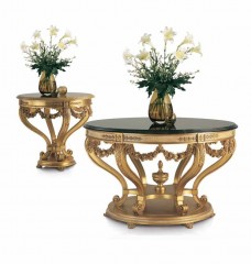 Круглый позолоченный столик с цветочными гирляндами - ezb/369
