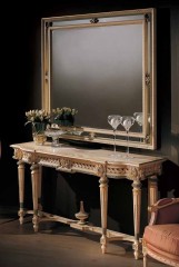 Золотисто-бежевая резная консоль с мраморной столешницей - ezb/306