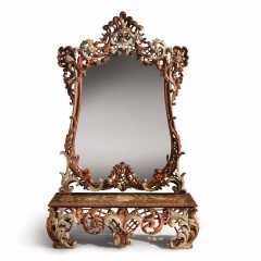 Консоль на ажурном резном подстолье с цветочными инкрустациями - ezb/373