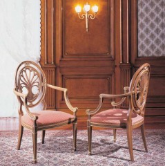 Стул с коралловым сиденьем и овальной резной спинкой - ezb/663