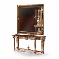 Консоль с фигурной черной мраморной столешницей на резном подстолье с 6 ножками - ezb/287