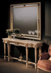 Прямоугольное зеркало в двойной раме с резными цветами - ezb/630