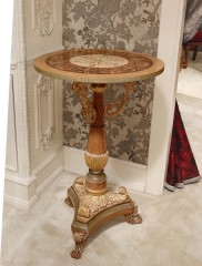 Столик на резной ножке с инкрустированной столешницей - ezb/408