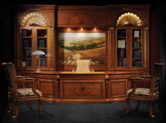 Кабинет с большим декорированным книжным шкафом - ezb/004