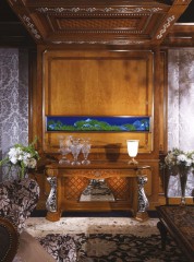 Консоль с интарсией на глухом подстолье с фигурным зеркалом - ezb/194