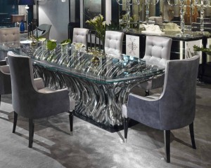 Серый бархатный стул с декорированной спинкой - ezb/689