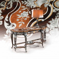 Инкрустированная консоль с серебристым резным декором - ezb/325