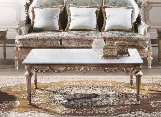 Белый мраморный стол на подстолье с резными цветочными гирляндами - ezb/694