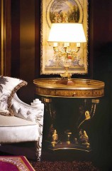 Овальный столик с ящиком и ажурным позолоченным бортиком - ezb/510