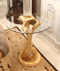 Стеклянный столик на позолоченном подстолье - ezb/594