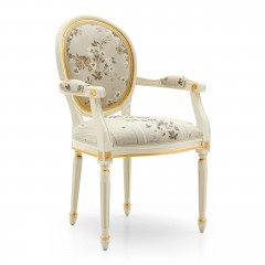 Стул с декорированной овальной спинкой и открытыми мягкими подлокотниками - svd/710