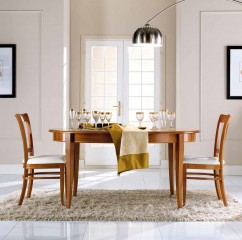 Круглый раздвижной обеденный стол орехового оттенка - mdg/0830