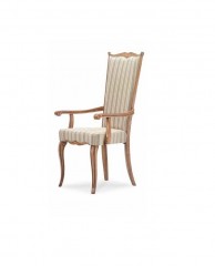 Стул с высокой спинкой в полосатой бело-серой обивке - mdg/1085