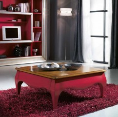 Стол с ореховой столешницей на подстолье цвета фуксии - mdg/1001