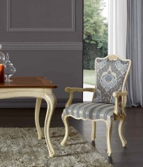 Стул цвета слоновой кости в комбинированной серо-голубой обивке - mdg/0993