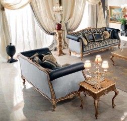 Ореховый квадратный столик с позолоченной резьбой - mdg/0815