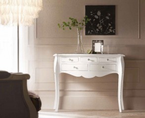 Белая консоль на фигурном подстолье с 5 ящиками - mdg/0765