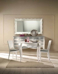 Большое прямоугольное зеркало в фигурной раме перламутрового оттенка - mdg/0782