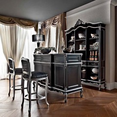 Серебристый стул в полосатой черной текстильной обивке - mdg/1050