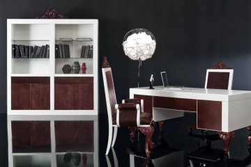 Компактный кабинет в белых и коричневых тонах - mdg/1385