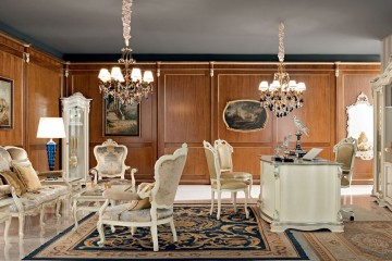 Резной кабинет цвета слоновой кости с зоной отдыха - mdg/0003