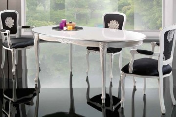 Черно-белый стул на резном каркасе с мягкими подлокотниками - mdg/1141