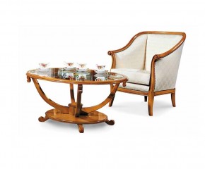 Стол орехового оттенка с овальной зеркальной столешницей - mdg/0913