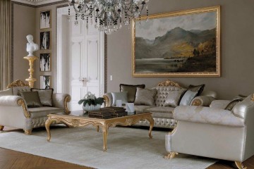 Светло-серая гостиная с черным мраморным столом - cpi/212