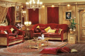 Классическая гостиная с золотистыми элементами декора - mmgp/0211