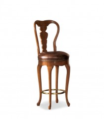 Коричневый стул с кожаным сиденьем и позолоченным кольцом-подножкой - mdg/1030