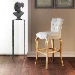 Белый бархатный стул на позолоченном основании - mdg/1133
