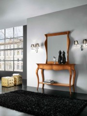 Ореховая консоль с 1 ящиком и полкой-проногой - mdg/0757