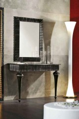 Пристенная черная консоль с рифленой царгой - mdg/0863