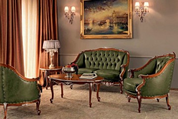 Овальный темно-ореховый столик с серебристой отделкой - mdg/0806