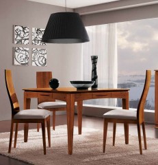 Раздвижной стол орехового оттенка с  декорированной царгой - mdg/0697