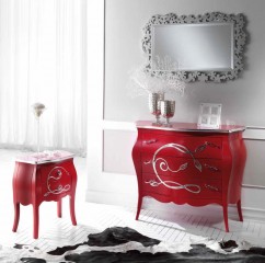 Зеркало с фацетом в резной раме стального оттенка - mdg/1026