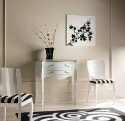 Компактная белая консоль с 3 ящиками и серебристой отделкой - mdg/0799