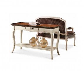 Придиванная белая консоль с коричневой столешницей - mdg/0892