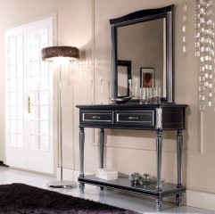 Консоль цвета венге с 2 ящиками и серебристым декором - mdg/0897